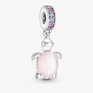 Murano Glass Pink Sea Turtle Dangle Charm